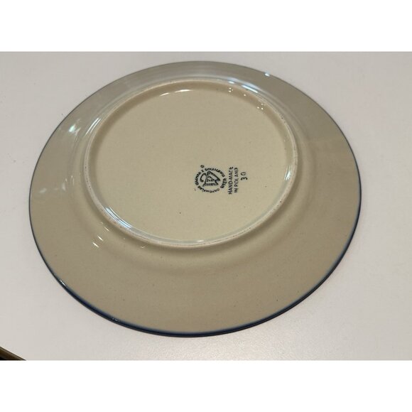 Boleslawiec Polish Art Pottery Dinner Plate 9.5” Polka Dots Staging Blue - Picture 4 of 5